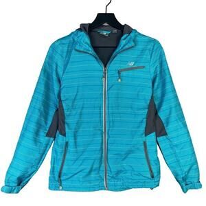 New Balance Women's Blue Windbreaker Jacket‎ Size S Hooded Casual